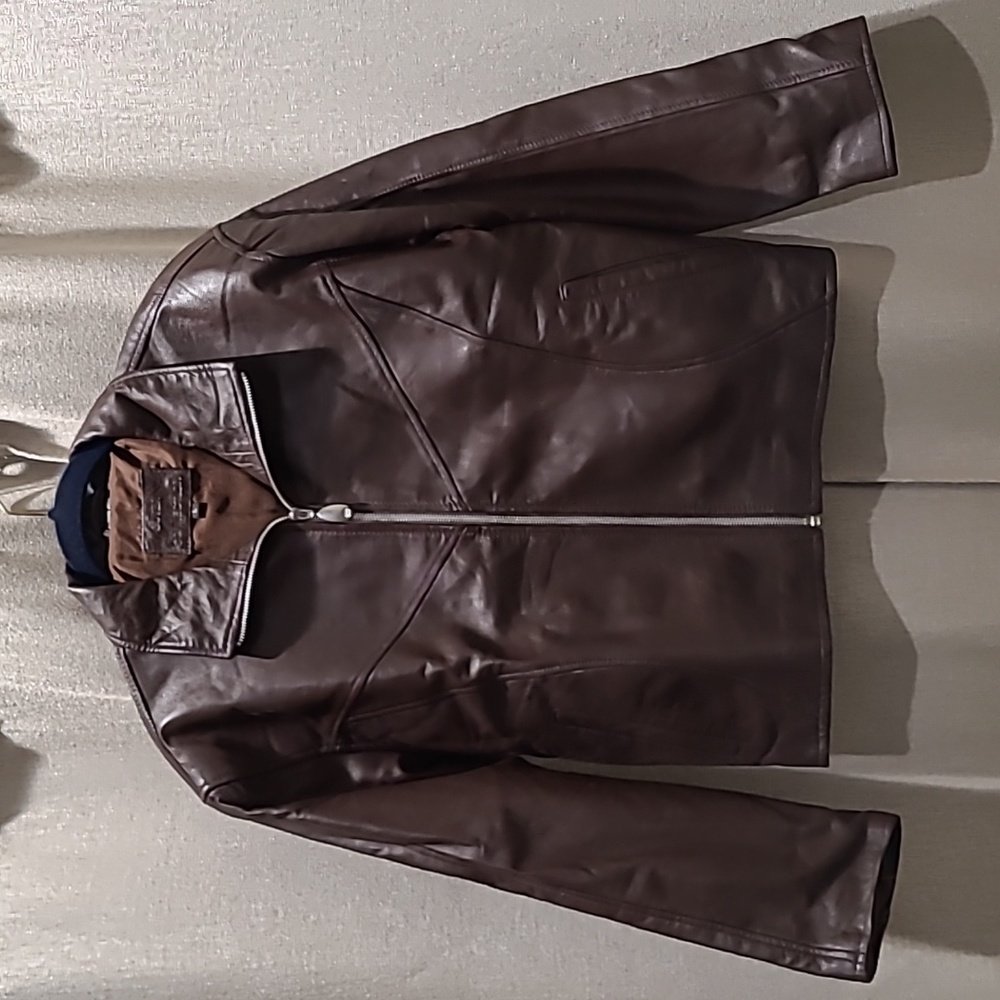 *See Size Info* Vintage Brown Leather Jacket Outer Connection L Large